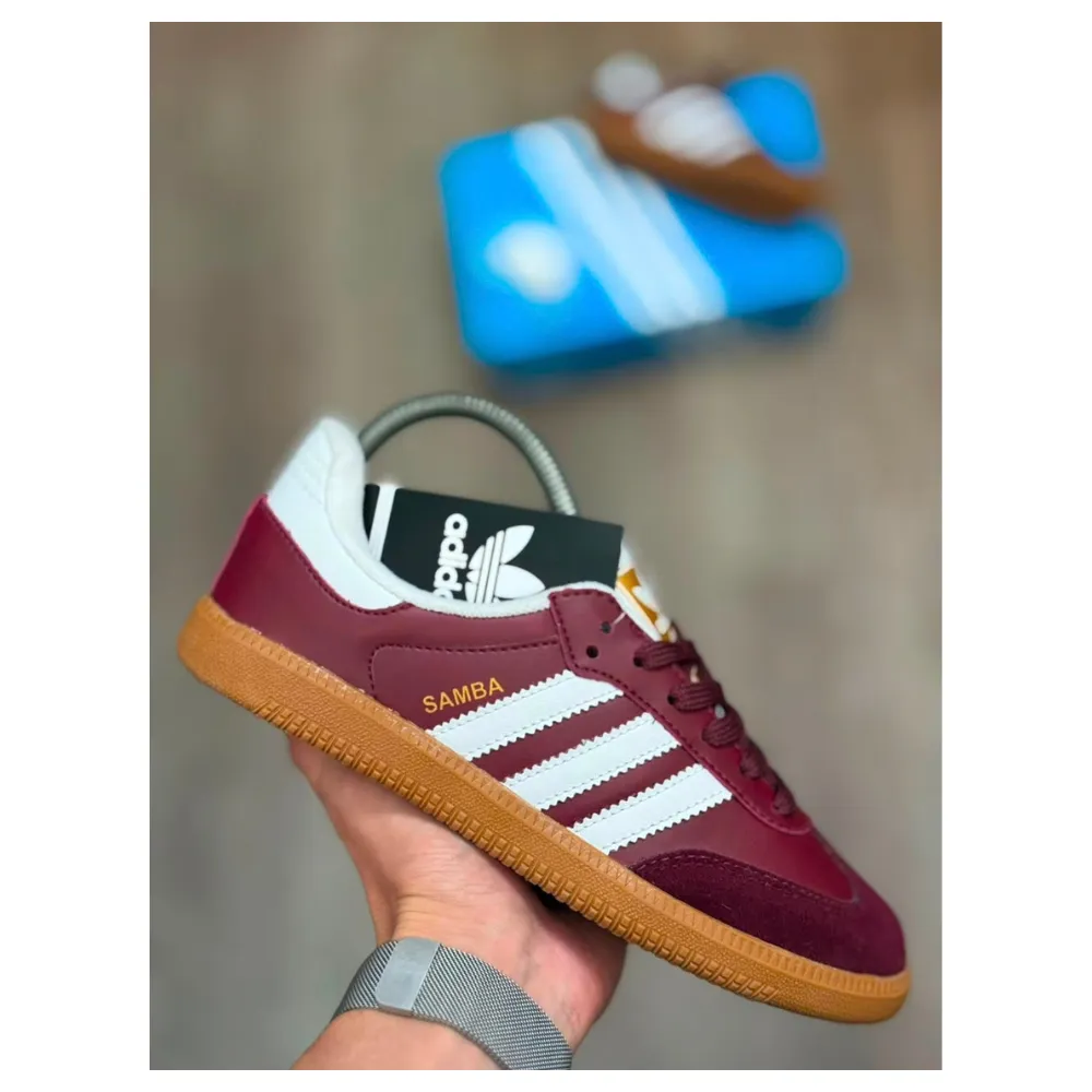 Tênis Adidas Samba | Bordô com Branco – Linha Premium
