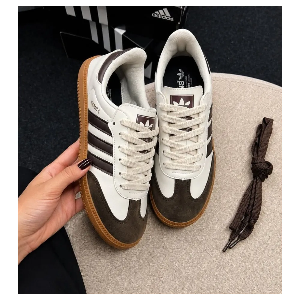 Tênis Adidas Samba | Off-white com Marrom – Linha Premium
